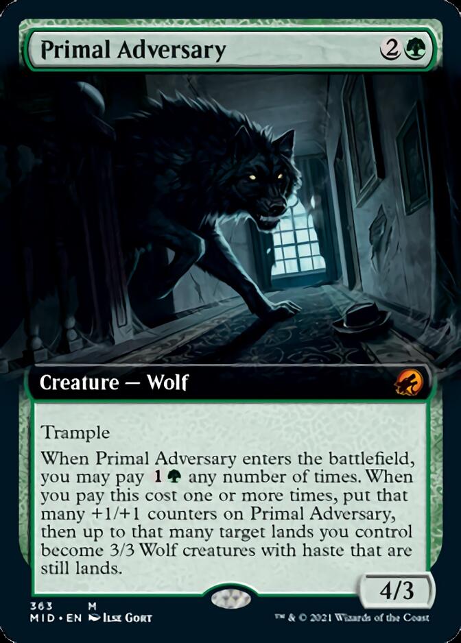 Primal Adversary (Extended Art) [Innistrad: Midnight Hunt] | Fandemonia Ltd