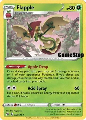 Flapple (022/192) (GameStop Exclusive) [Sword & Shield: Rebel Clash] | Fandemonia Ltd
