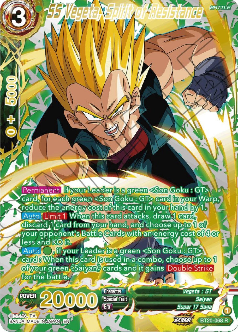SS Vegeta, Spirit of Resistance (Gold-Stamped) (BT20-068) [Power Absorbed] | Fandemonia Ltd