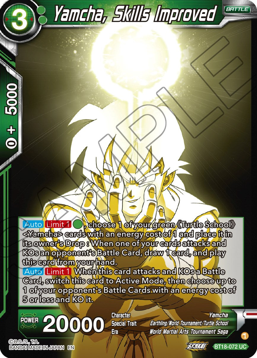 Yamcha, Skills Improved (BT18-072) [Dawn of the Z-Legends] | Fandemonia Ltd