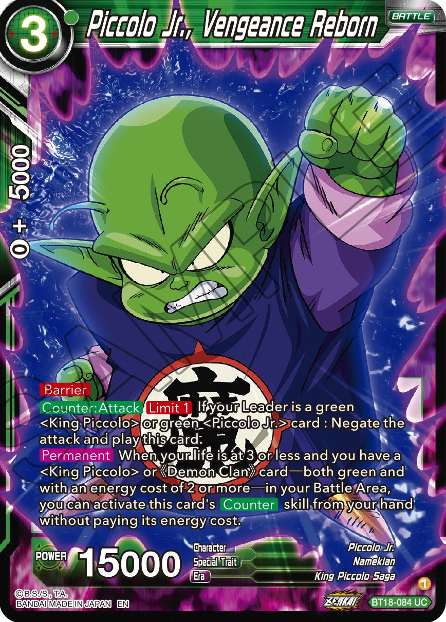 Piccolo Jr., Vengeance Reborn (BT18-084) [Dawn of the Z-Legends] | Fandemonia Ltd