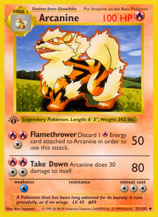 Arcanine (23/102) (Shadowless) [Base Set 1st Edition] | Fandemonia Ltd