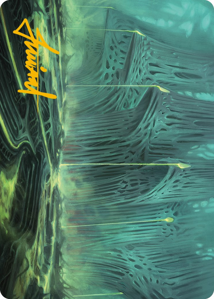 Swamp Art Card (Gold-Stamped Signature) [Phyrexia: All Will Be One Art Series] | Fandemonia Ltd