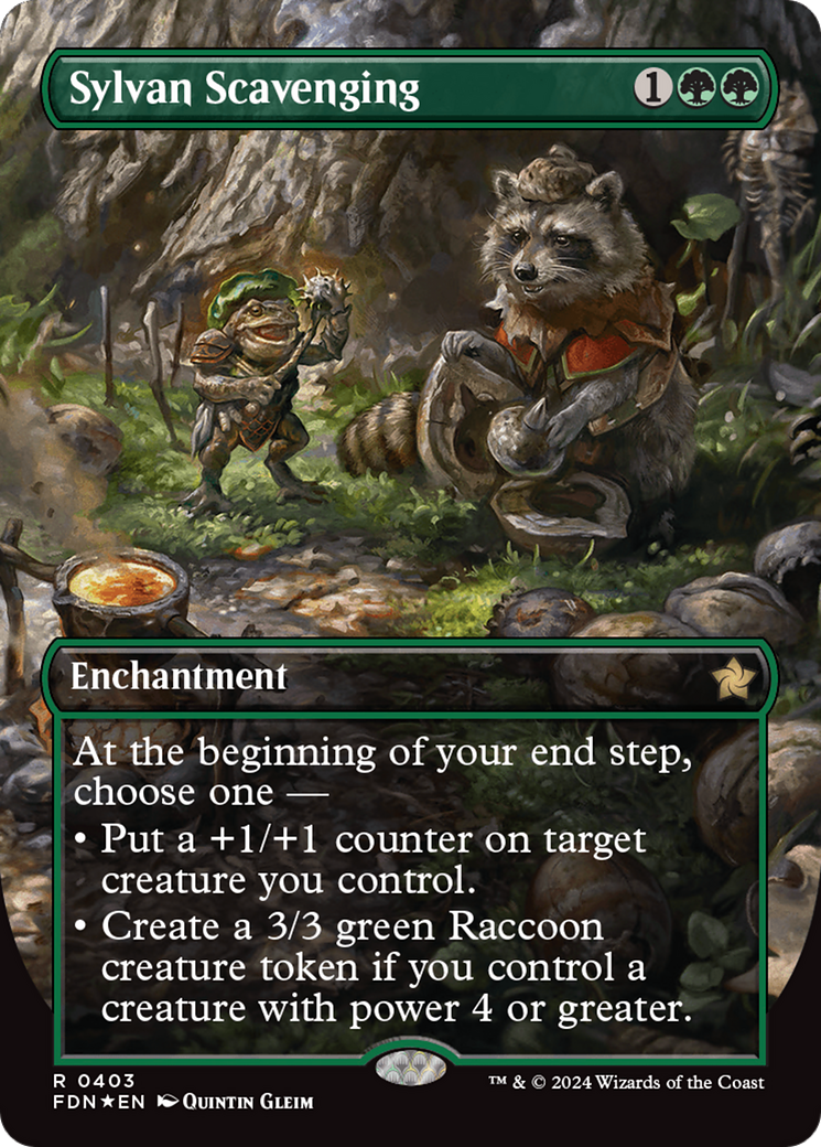Sylvan Scavenging (Borderless) (Mana Foil) [Foundations] | Fandemonia Ltd