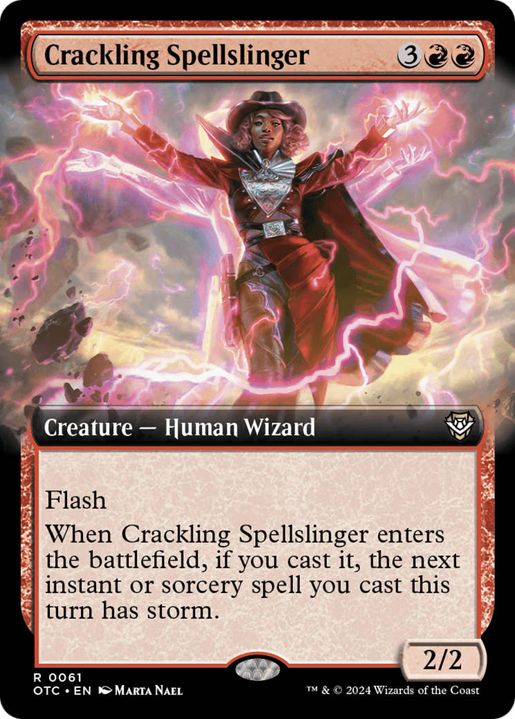 Crackling Spellslinger (Extended Art) [Outlaws of Thunder Junction Commander] | Fandemonia Ltd