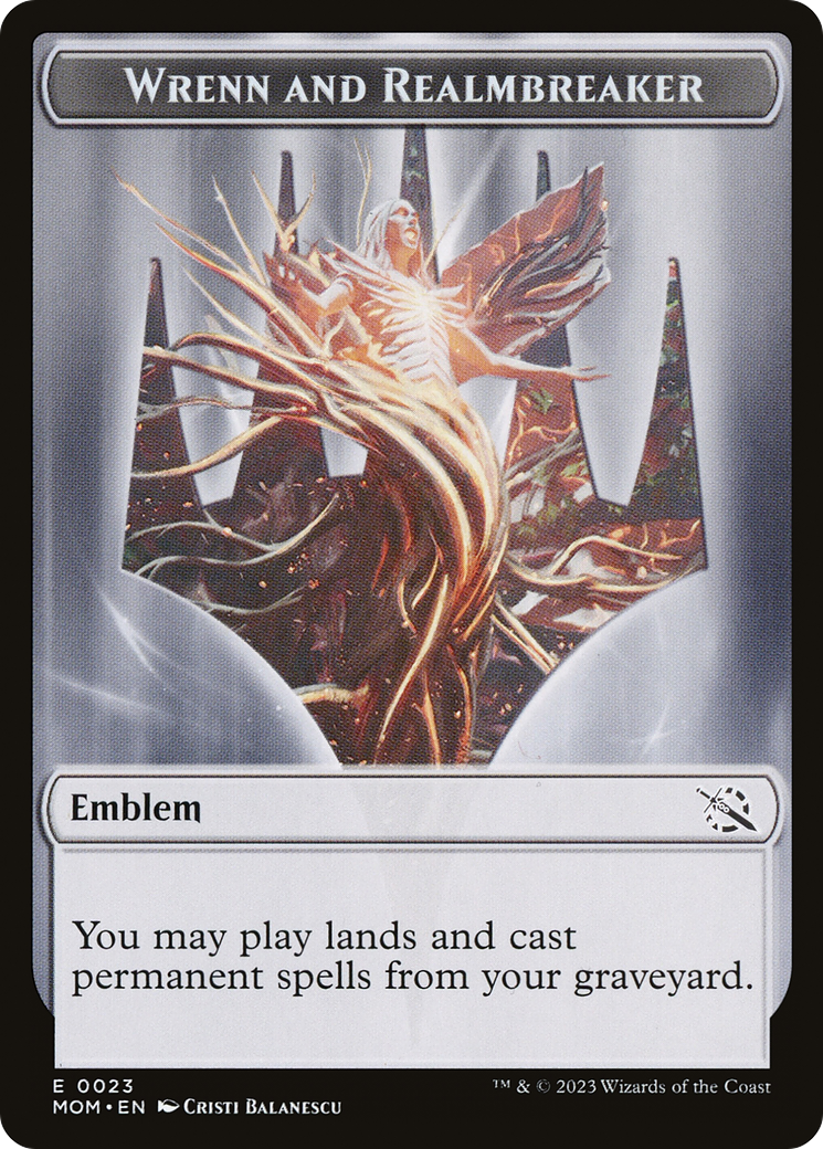 Warrior // Wrenn and Realmbreaker Emblem Double-Sided Token [March of the Machine Tokens] | Fandemonia Ltd