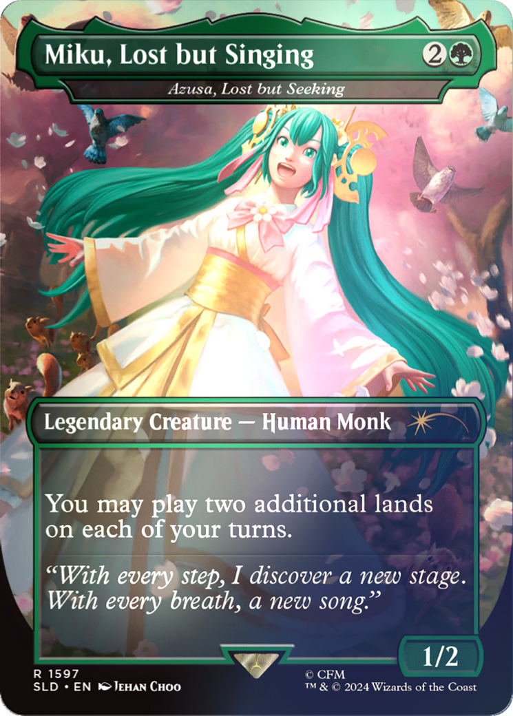 Miku, Lost but Singing - Azusa, Lost but Seeking (Rainbow Foil) [Secret Lair Drop Series] | Fandemonia Ltd