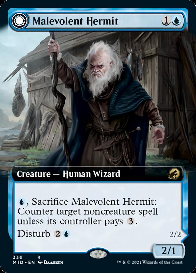 Malevolent Hermit // Benevolent Geist (Extended Art) [Innistrad: Midnight Hunt] | Fandemonia Ltd
