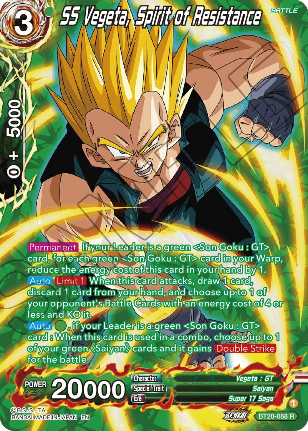 SS Vegeta, Spirit of Resistance (Silver Foil) (BT20-068) [Power Absorbed] | Fandemonia Ltd