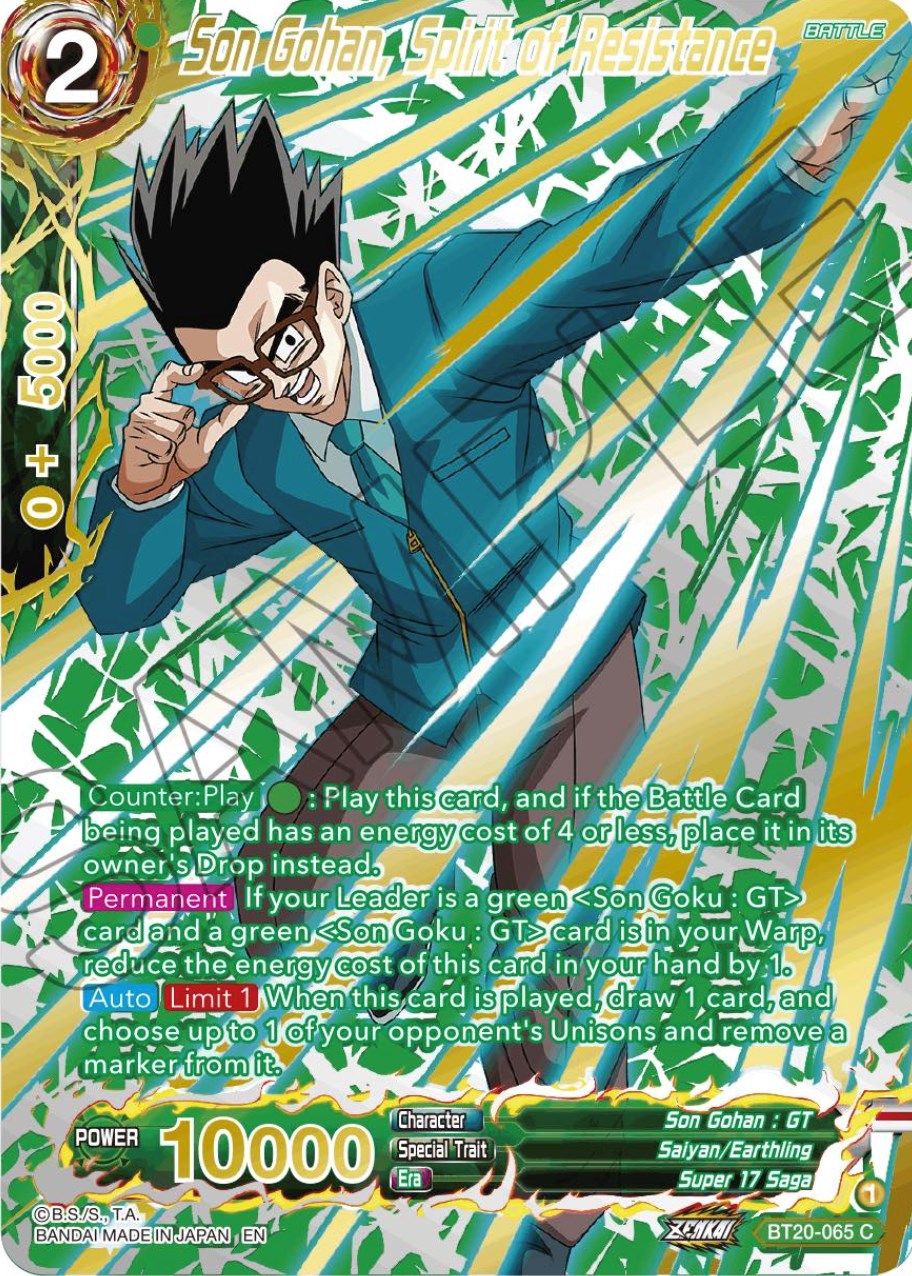 Son Gohan, Spirit of Resistance (Gold-Stamped) (BT20-065) [Power Absorbed] | Fandemonia Ltd