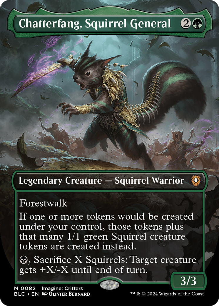 Chatterfang, Squirrel General (Borderless) [Bloomburrow Commander] | Fandemonia Ltd