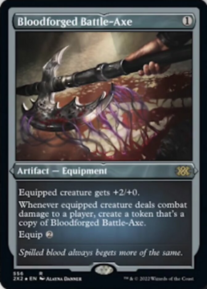 Bloodforged Battle-Axe (Foil Etched) [Double Masters 2022] | Fandemonia Ltd