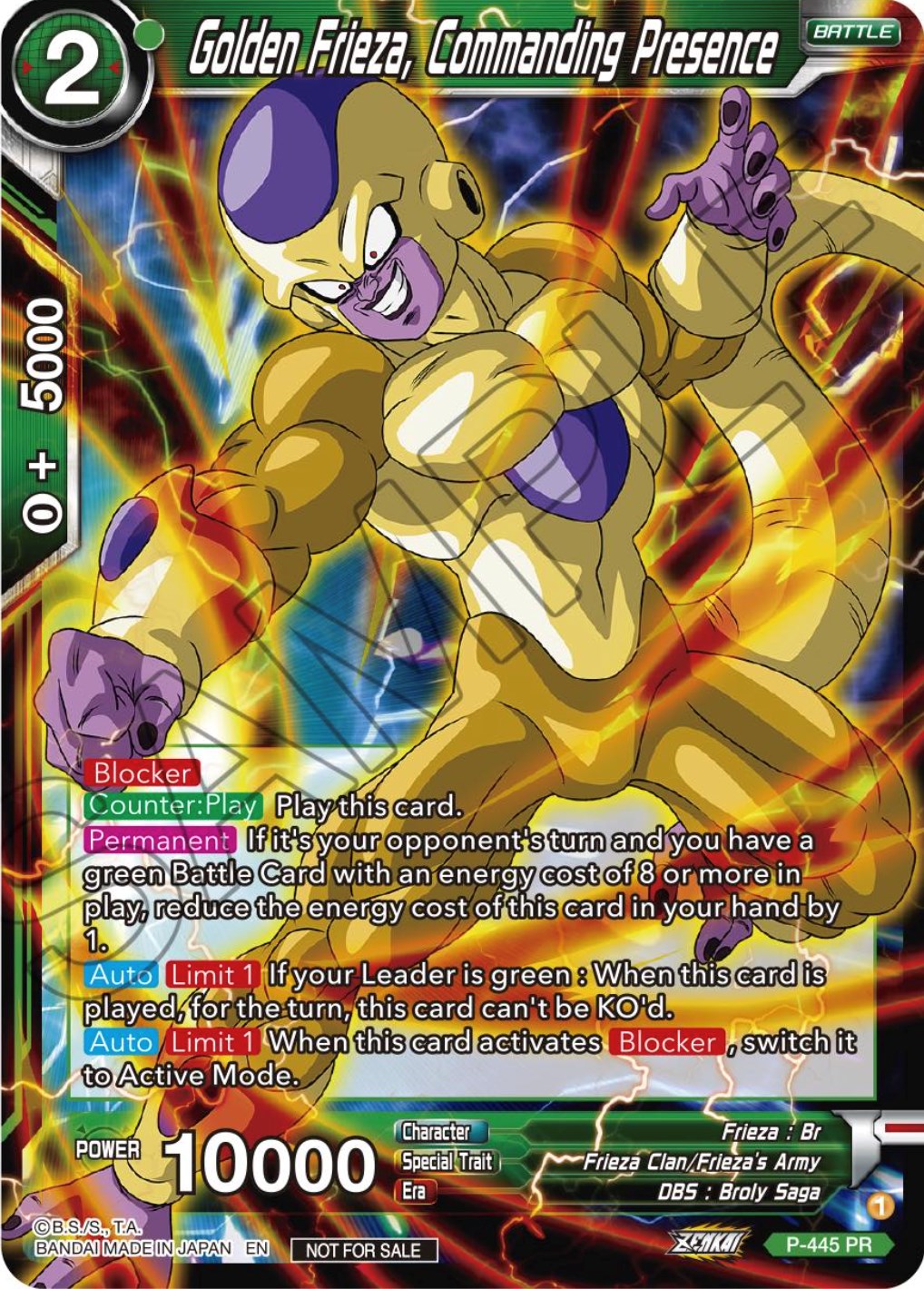Golden Frieza, Commanding Presence (Zenkai Series Tournament Pack Vol.2) (P-445) [Tournament Promotion Cards] | Fandemonia Ltd