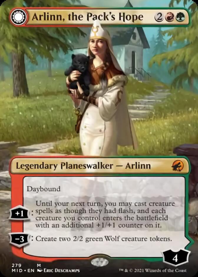 Arlinn, the Pack's Hope // Arlinn, the Moon's Fury (Borderless) [Innistrad: Midnight Hunt] | Fandemonia Ltd