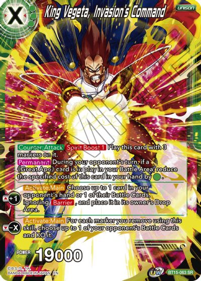 King Vegeta, Invasion's Command (BT15-063) [Saiyan Showdown] | Fandemonia Ltd