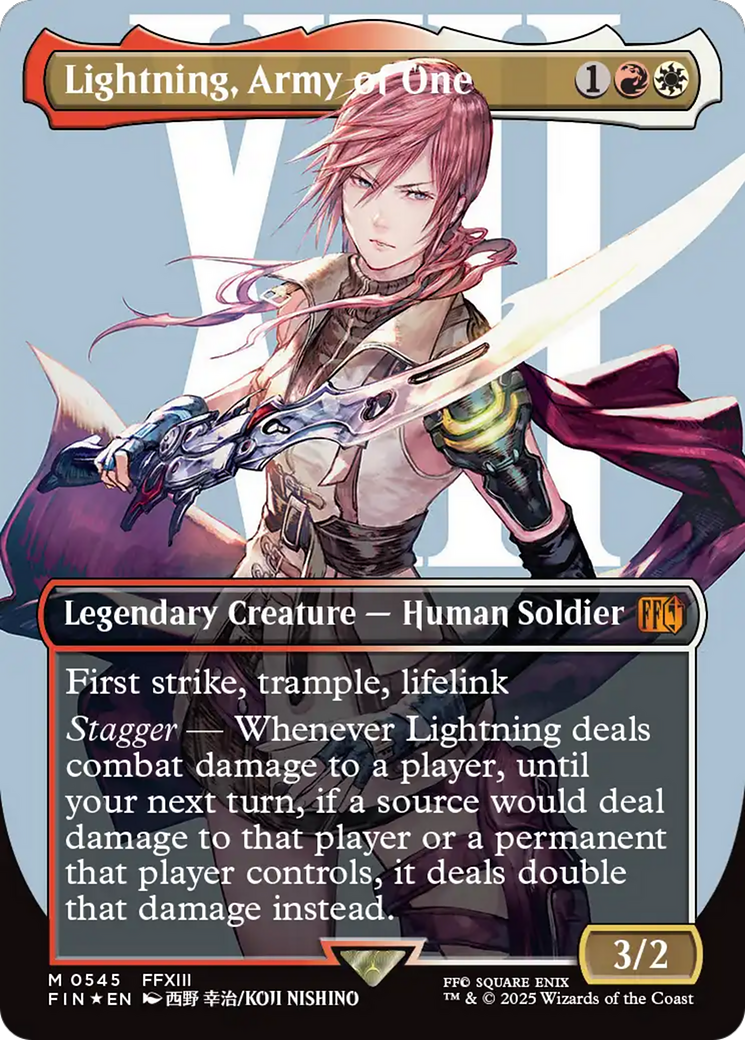 Lightning, Army of One (Borderless) (Surge Foil) [FINAL FANTASY] | Fandemonia Ltd