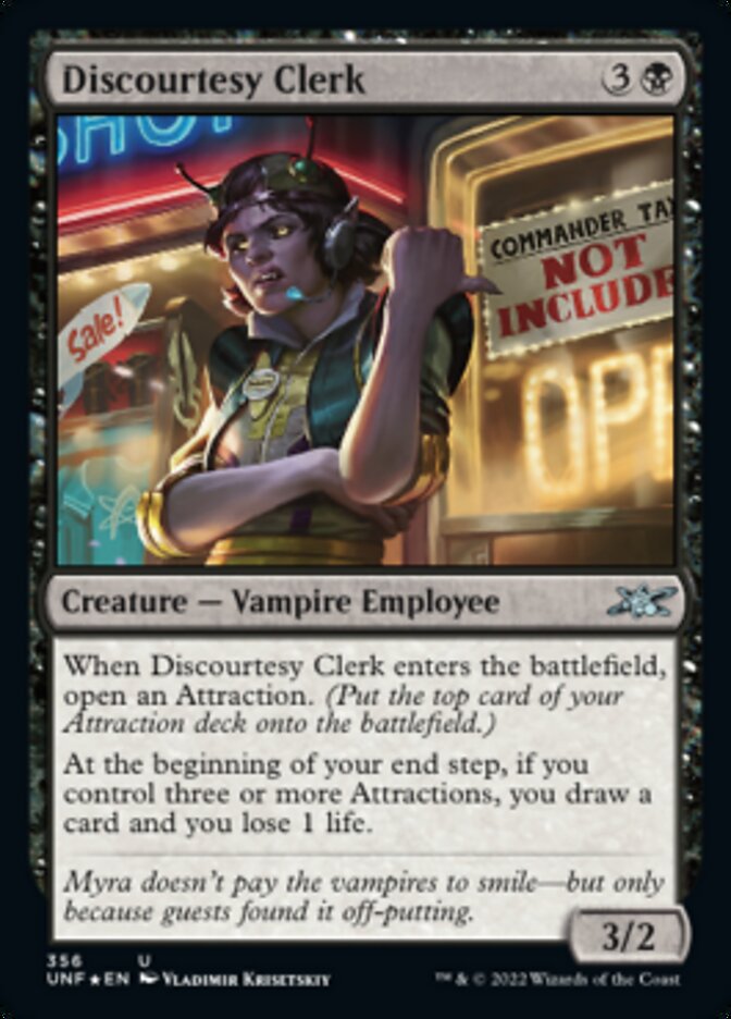 Discourtesy Clerk (Galaxy Foil) [Unfinity] | Fandemonia Ltd