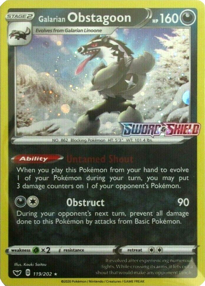 Galarian Obstagoon (119/202) (Cosmos Holo) [Sword & Shield: Base Set] | Fandemonia Ltd