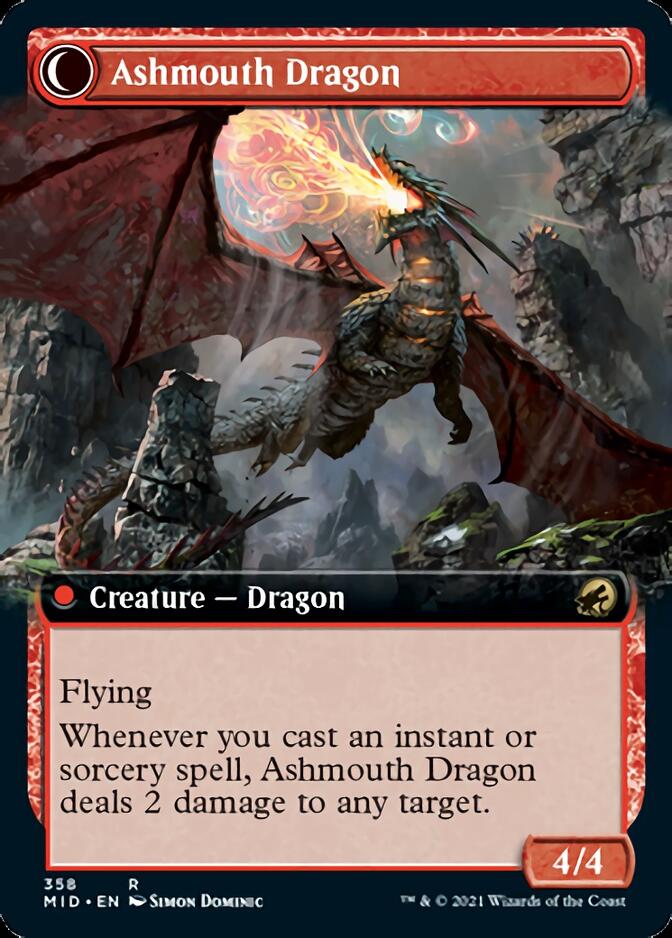 Smoldering Egg // Ashmouth Dragon (Extended Art) [Innistrad: Midnight Hunt] | Fandemonia Ltd