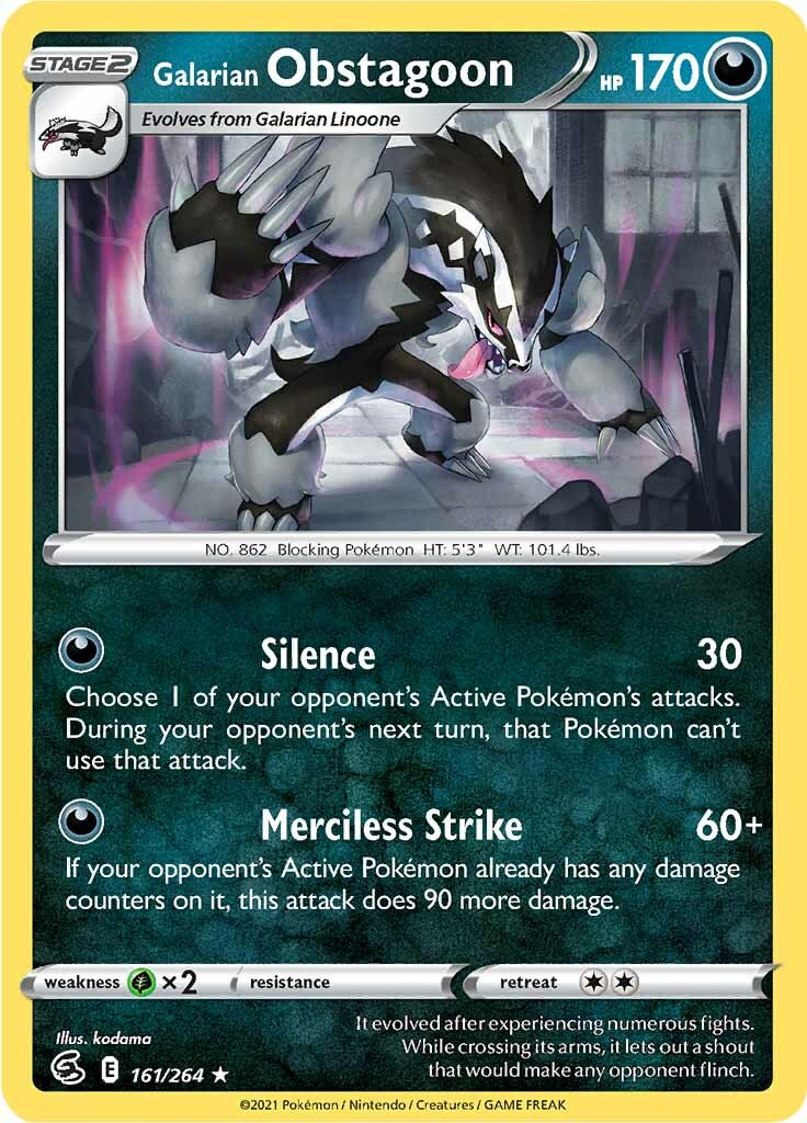 Galarian Obstagoon (161/264) [Sword & Shield: Fusion Strike] | Fandemonia Ltd