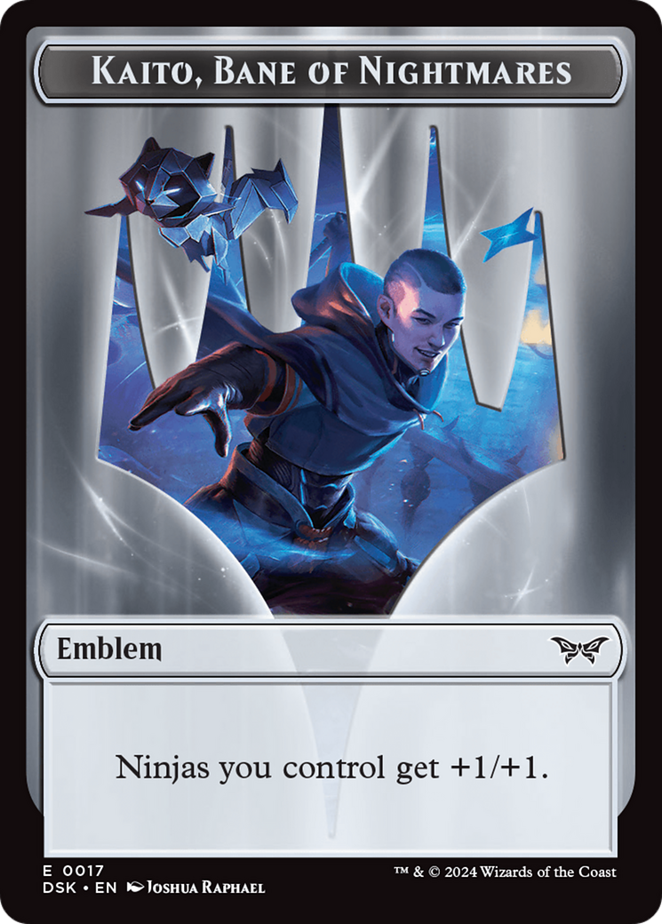 Emblem - Kaito, Bane of Nightmares // Manifest Double-Sided Token [Duskmourn: House of Horror Tokens] | Fandemonia Ltd
