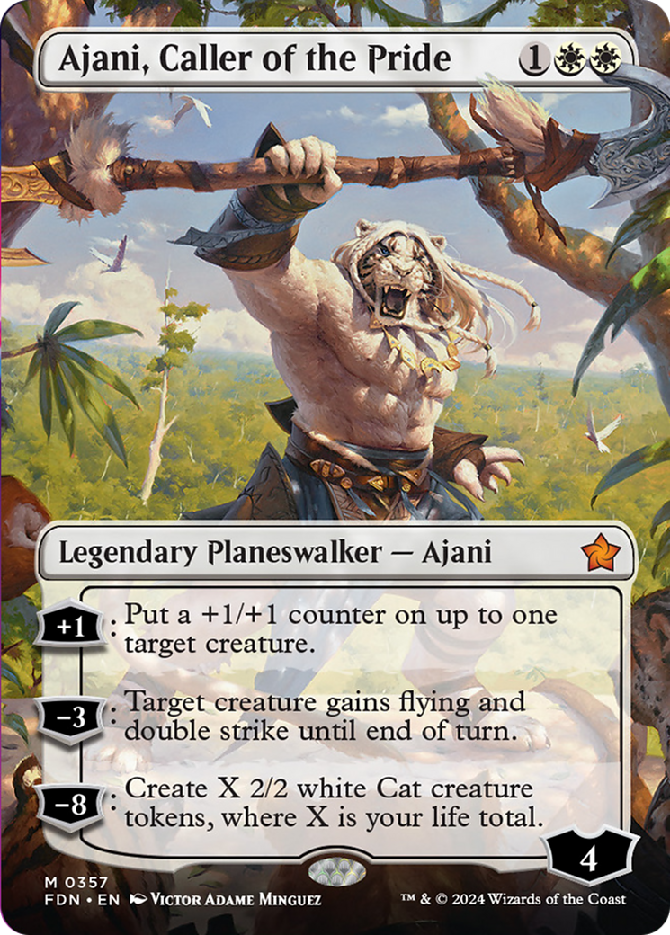 Ajani, Caller of the Pride (Borderless) [Foundations] | Fandemonia Ltd