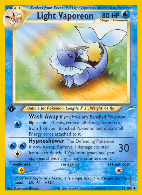 Light Vaporeon (52/105) [Neo Destiny 1st Edition] | Fandemonia Ltd