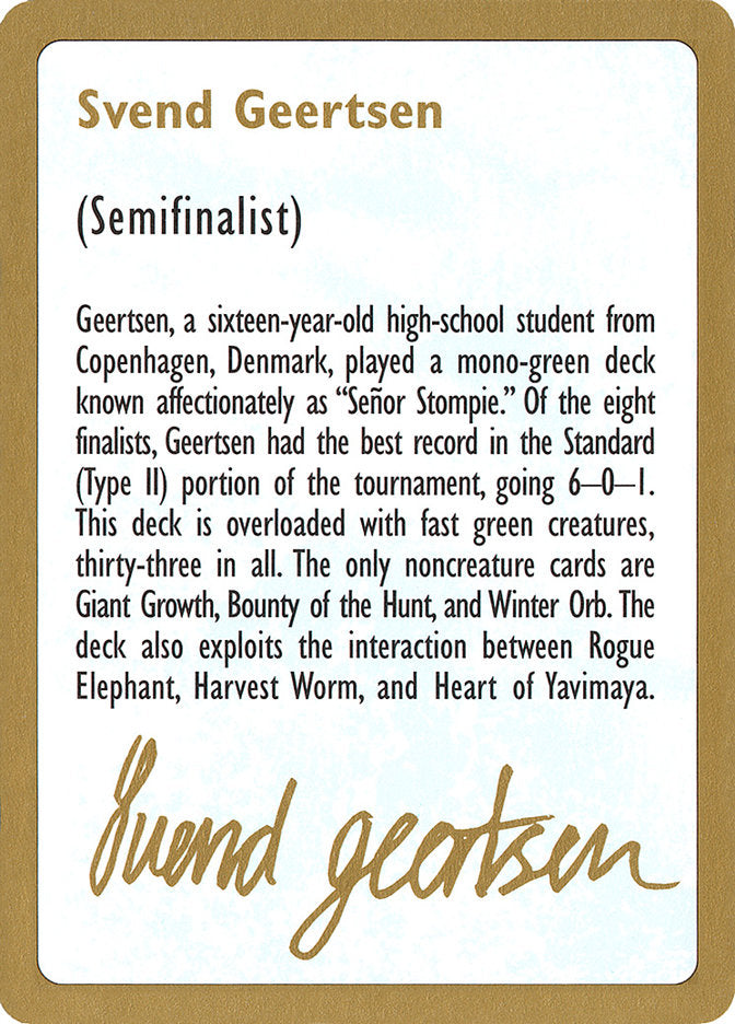 Svend Geertsen Bio [World Championship Decks 1997] | Fandemonia Ltd
