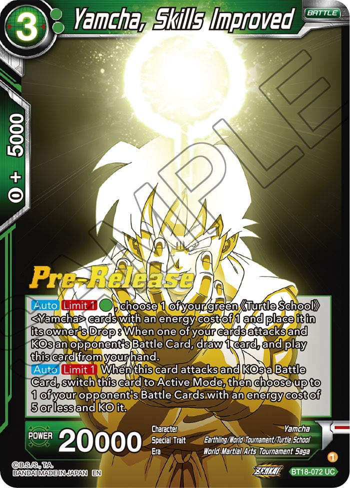 Yamcha, Skills Improved (BT18-072) [Dawn of the Z-Legends Prerelease Promos] | Fandemonia Ltd