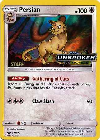 Persian (SM182) (Staff Prerelease Promo) [Sun & Moon: Black Star Promos] | Fandemonia Ltd