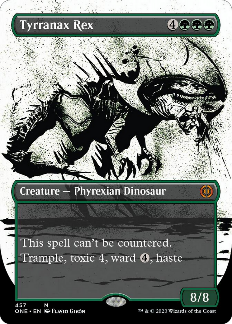 Tyrranax Rex (Borderless Ichor Step-and-Compleat Foil) [Phyrexia: All Will Be One] | Fandemonia Ltd