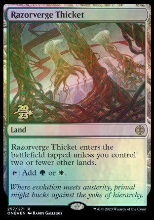 Razorverge Thicket [Phyrexia: All Will Be One Prerelease Promos] | Fandemonia Ltd