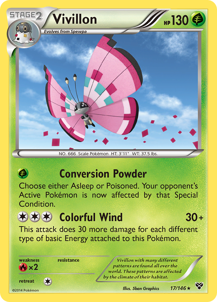 Vivillon (17/146) (Meadow Form/Pink Wings) [XY: Base Set] | Fandemonia Ltd