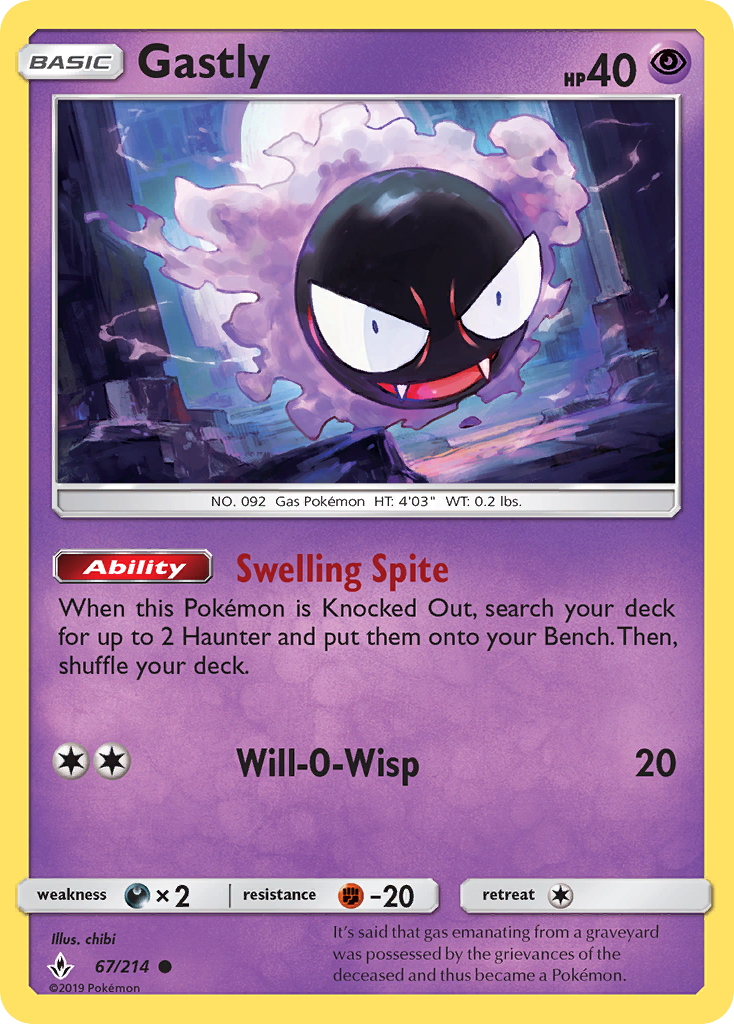 Gastly (67/214) [Sun & Moon: Unbroken Bonds] | Fandemonia Ltd