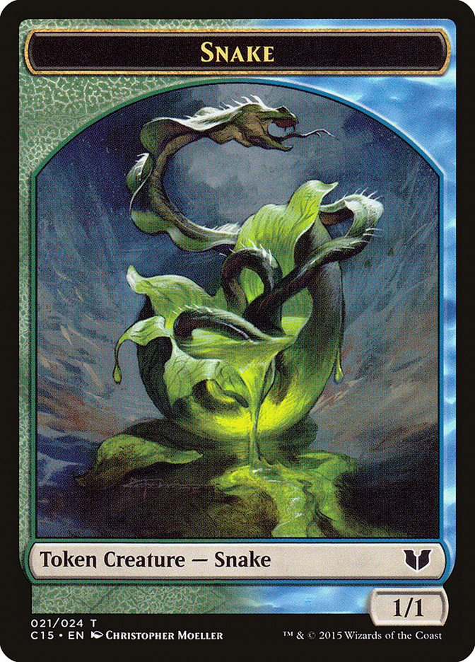 Snake (021) // Saproling Double-Sided Token [Commander 2015 Tokens] | Fandemonia Ltd