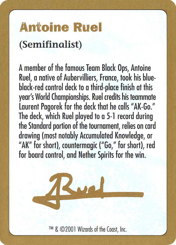 Antoine Ruel Bio [World Championship Decks 2001] | Fandemonia Ltd