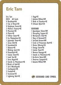 1996 Eric Tam Decklist Card [World Championship Decks] | Fandemonia Ltd