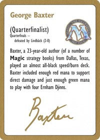 1996 George Baxter Biography Card [World Championship Decks] | Fandemonia Ltd