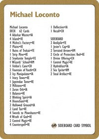 1996 Michael Loconto Decklist Card [World Championship Decks] | Fandemonia Ltd