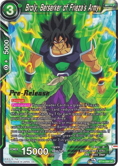 Broly, Berserker of Frieza's Army (BT14-084) [Cross Spirits Prerelease Promos] | Fandemonia Ltd