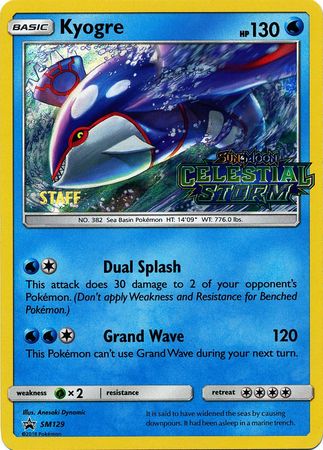 Kyogre (SM129) (Staff Prerelease Promo) [Sun & Moon: Black Star Promos] | Fandemonia Ltd