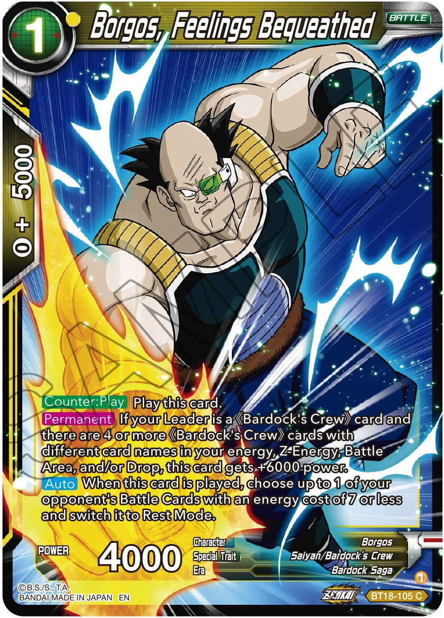 Borgos, Feelings Bequeathed (BT18-105) [Dawn of the Z-Legends] | Fandemonia Ltd