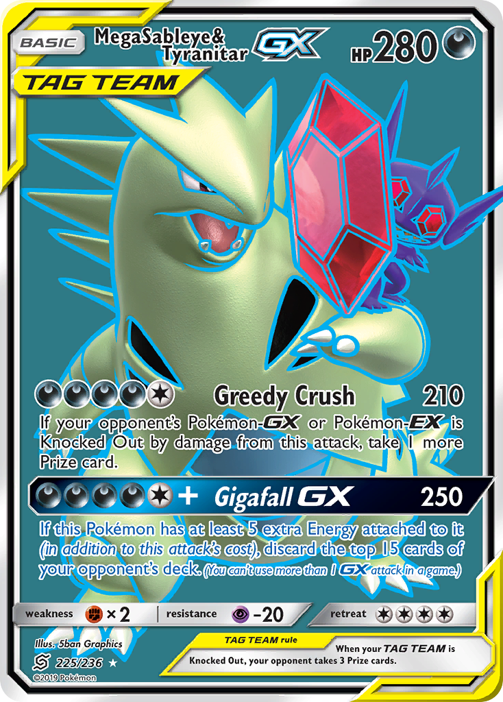 Mega Sableye & Tyranitar GX (225/236) [Sun & Moon: Unified Minds] | Fandemonia Ltd