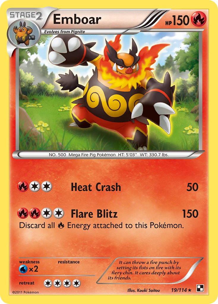 Emboar (19/114) (Cracked Ice Holo) (Theme Deck Exclusive) [Black & White: Base Set] | Fandemonia Ltd