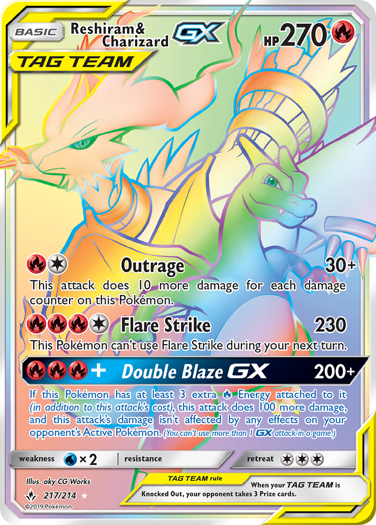 Reshiram & Charizard GX (217/214) [Sun & Moon: Unbroken Bonds] | Fandemonia Ltd