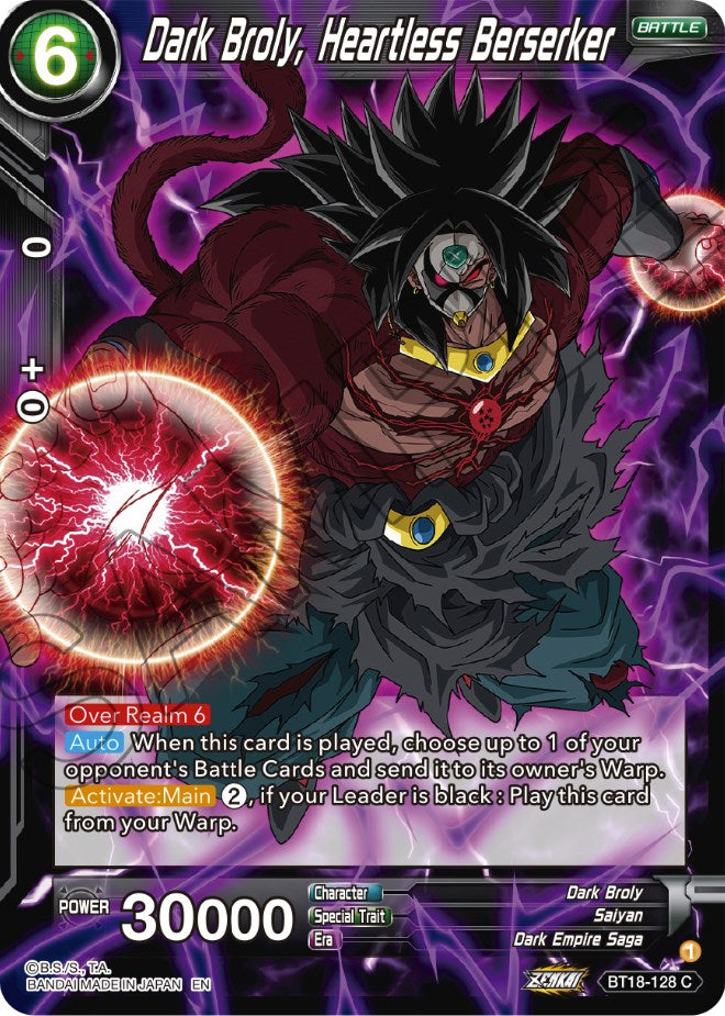 Dark Broly, Heartless Berserker (BT18-128) [Dawn of the Z-Legends] | Fandemonia Ltd