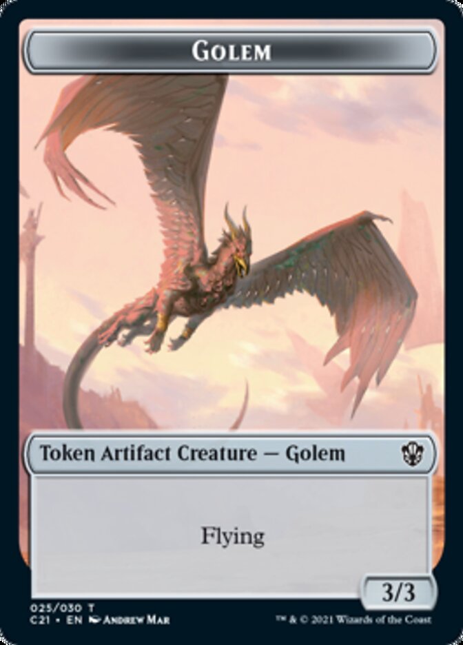 Golem // Thopter Token (025/030) [Commander 2021 Tokens] | Fandemonia Ltd