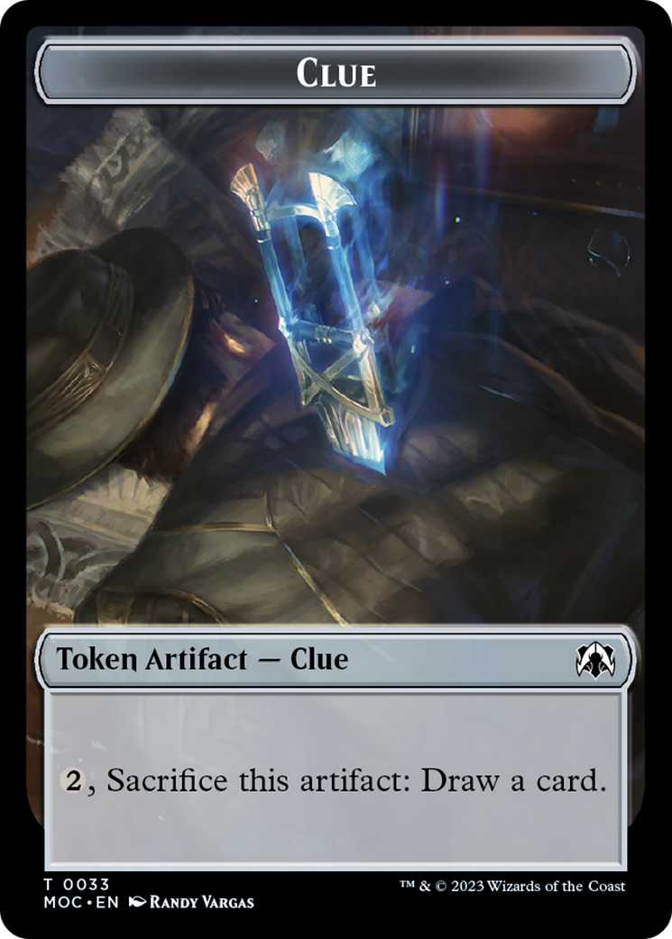 Golem // Clue Double-Sided Token [March of the Machine Commander Tokens] | Fandemonia Ltd