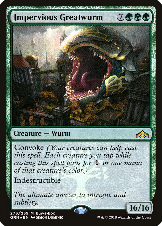 Impervious Greatwurm (Buy-A-Box) [Guilds of Ravnica] | Fandemonia Ltd