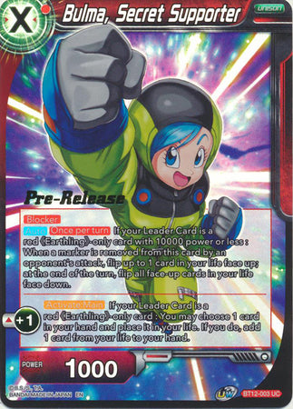 Bulma, Secret Supporter (BT12-003) [Vicious Rejuvenation Prerelease Promos] | Fandemonia Ltd